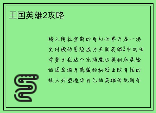 王国英雄2攻略